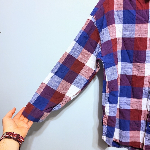 5/$30 Old Navy Boyfriend Shirt Red & Blue Checkered Button Down Plaid XL Shirt - Picture 3 of 6